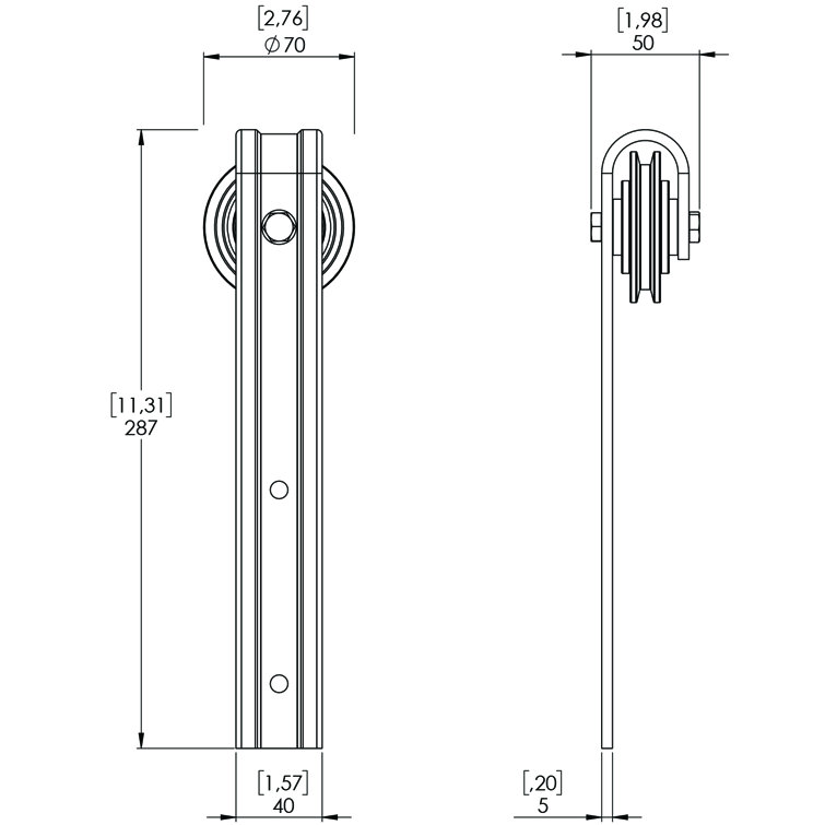 Renin Spirit Sliding Door Rail System Standard Single Barn Door